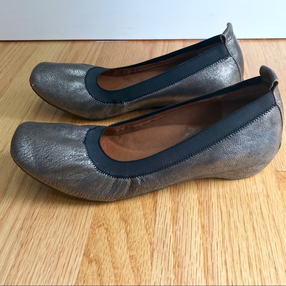 GENTLE SOULS Pewter Metallic Iso Bop Wedge Flats